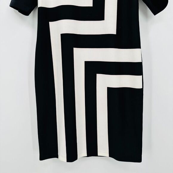 NWT Chico's Size 0.5 Small Black & White Bold Stripe Short Sleeve Sheath Dress - Picture 3 of 10